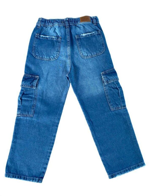 Pantalón Cargo Denim Rígido Azul c/Elástico