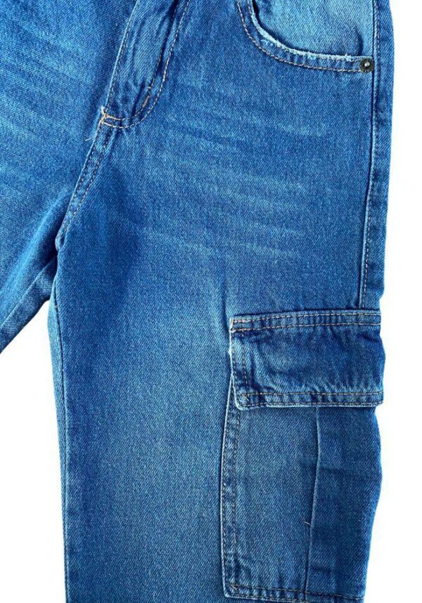 Pantalón Cargo Denim Rígido Azul c/Elástico